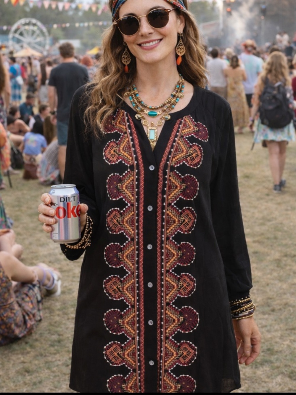 NWT ‘SKIES ARE BLUE’ EMBROIDERED LONG SLEEVE DRESS/COVERUP WITH GREAT DETAIL